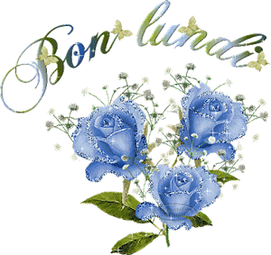 Gif animé Bon lundi roses bleues